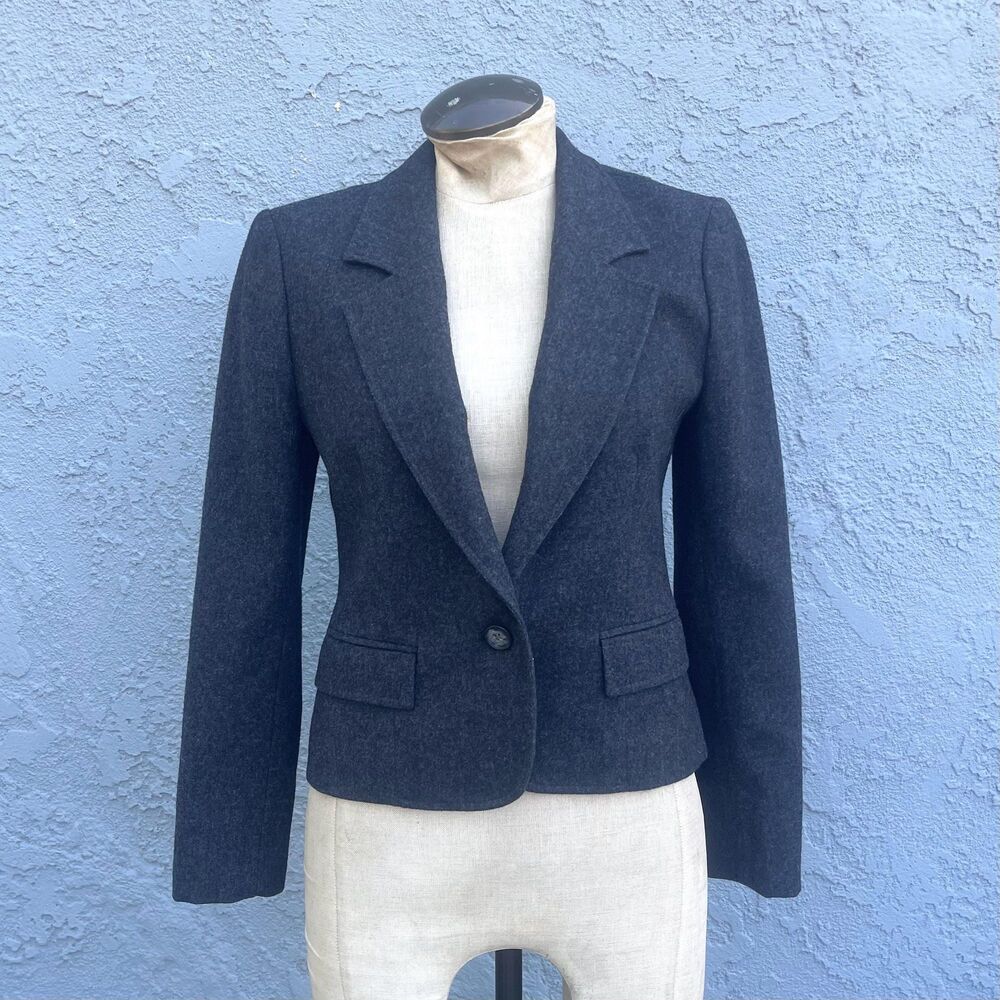 1980s Pendleton Blazer Jacket Womens 6 Petite Small Grey Preppy Classiccore